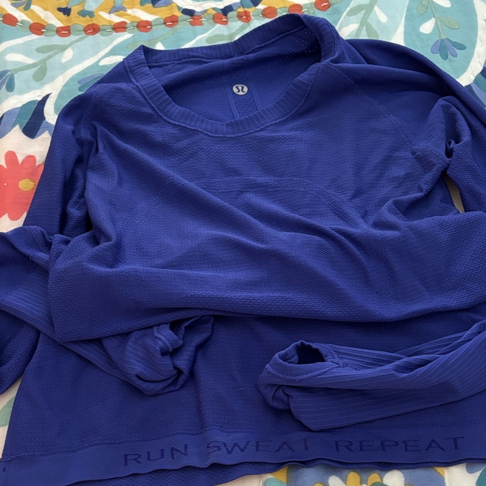 Lululemon Long Sleeve Run Sweat Repeat Top - Deep Blue